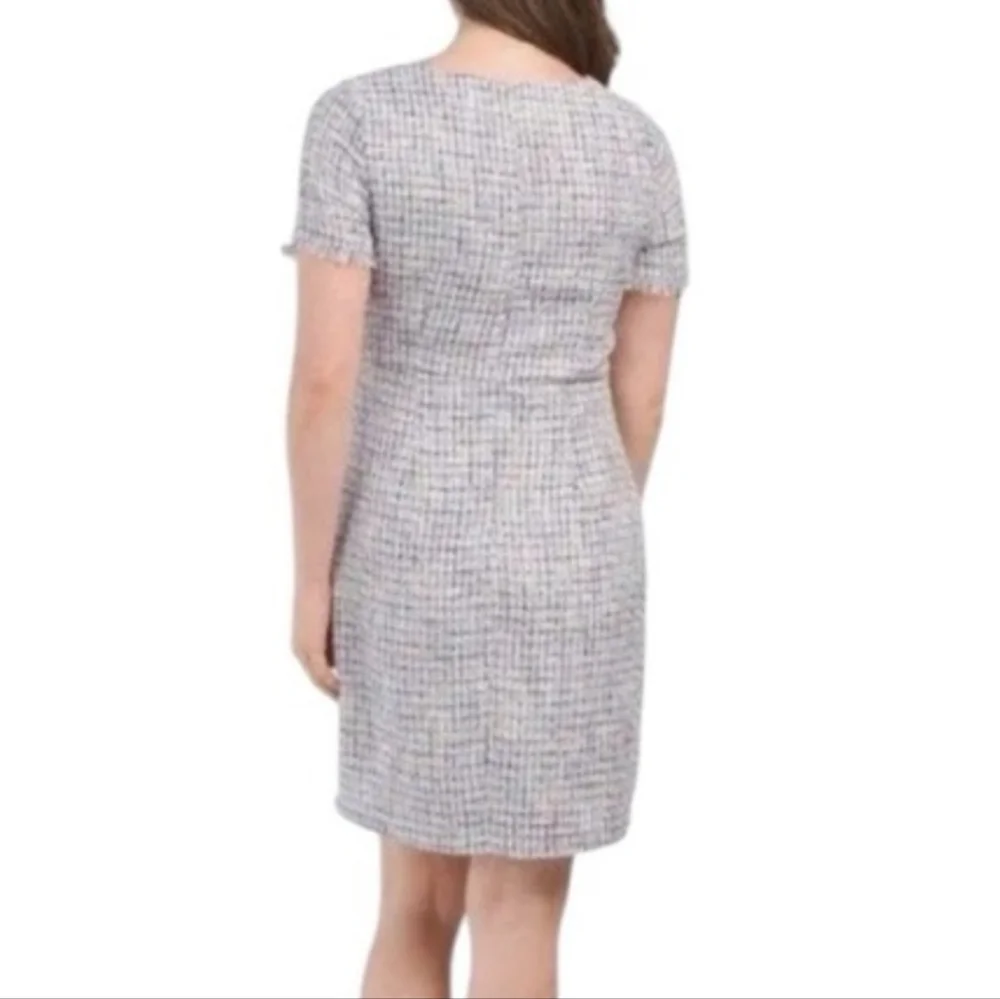 NWT Nanette Lepore Tweed Dress Cap Sleeve Shift Knee Length 14 Multi Color - Picture 2 of 12